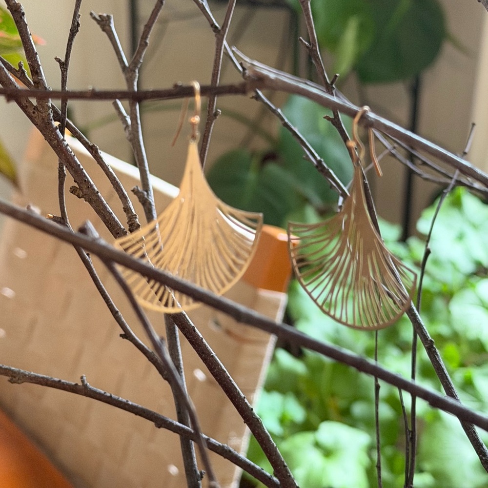Delicate Gold Fan Drop Earrings